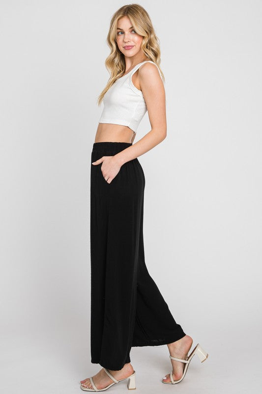 WIDE LEG PANTS - BLACK