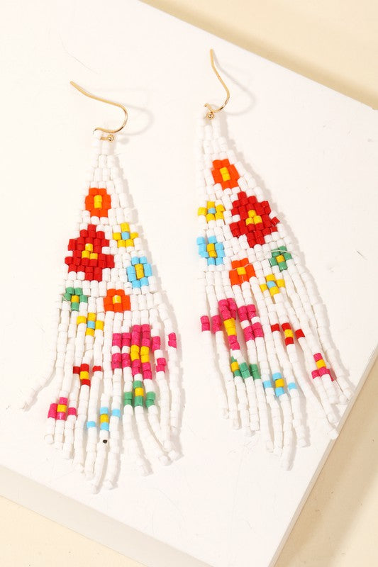 FLOWER SEED BEAD EARRINGS