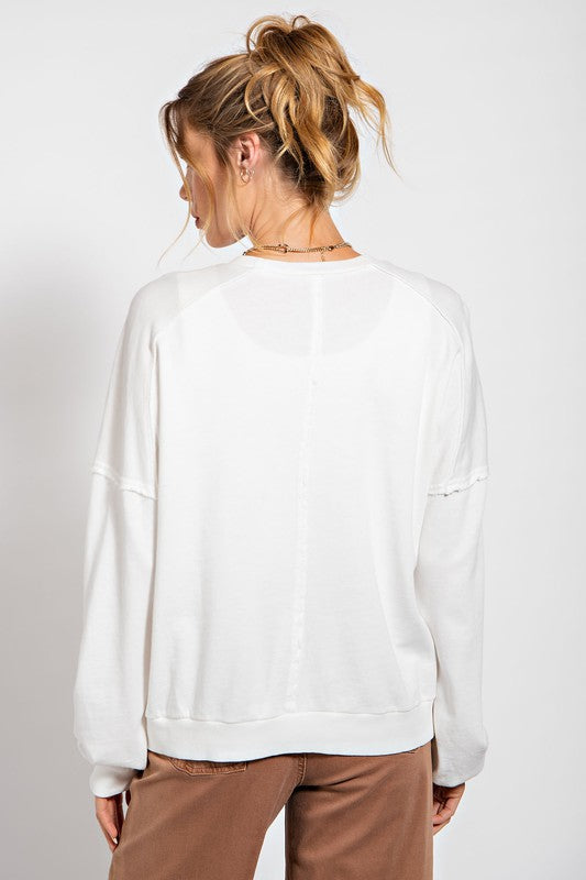 PEACE SIGN WASHED TERRY PULLOVER