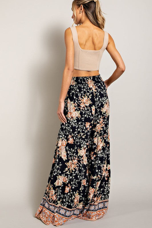 FLORAL PRINT WIDE LEG PANTS