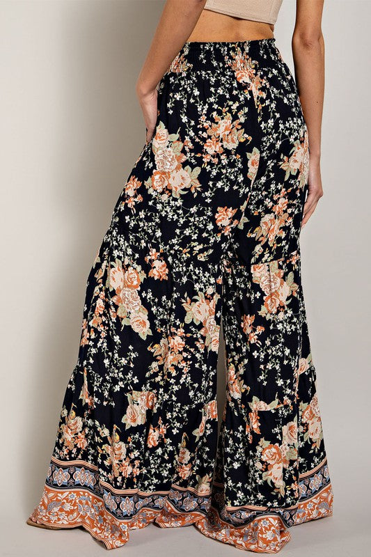 FLORAL PRINT WIDE LEG PANTS