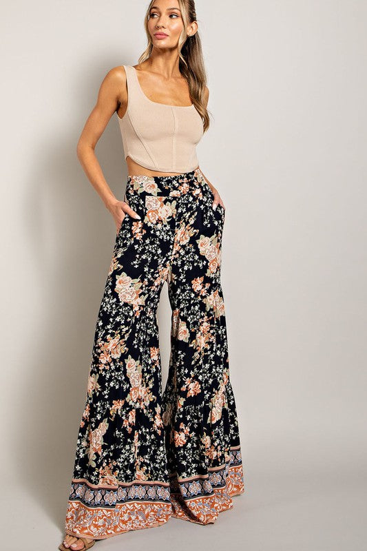 FLORAL PRINT WIDE LEG PANTS