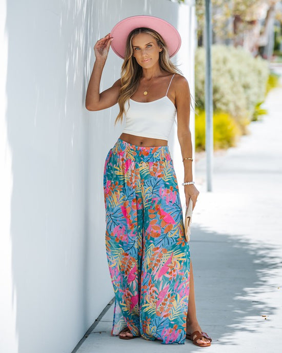 WIDE LEG PANTS WITH SIDE SLITS