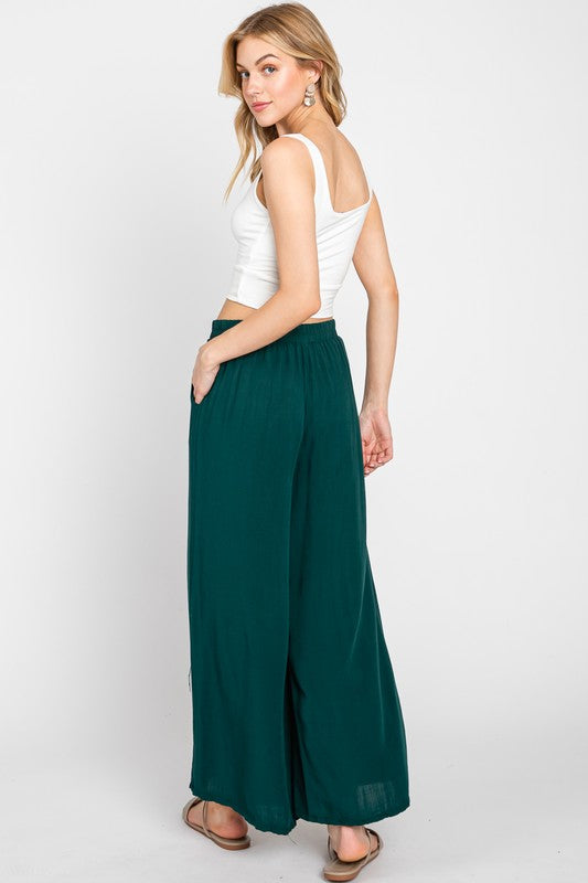 WIDE LEG PANTS - GREEN