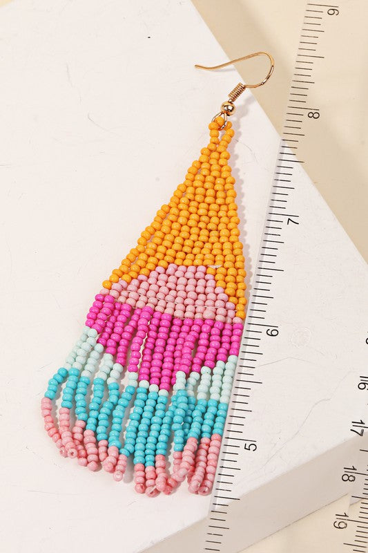 MULTI COLORED SEED BEAD EARRINGS