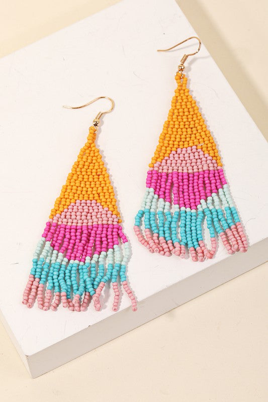 MULTI COLORED SEED BEAD EARRINGS