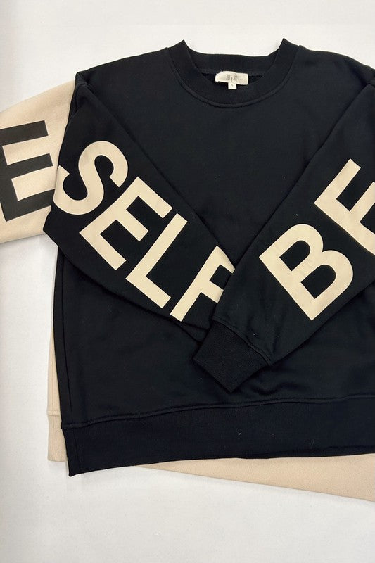 BE YOURSELF LOVE YOURSELF SWEATSHIRT - BEIGE