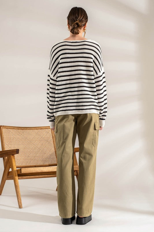 RELAXED STRIPED KNIT SWEATER