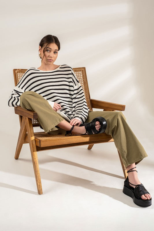 RELAXED STRIPED KNIT SWEATER