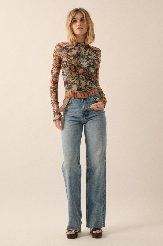 THE FLORAL MESH TOP