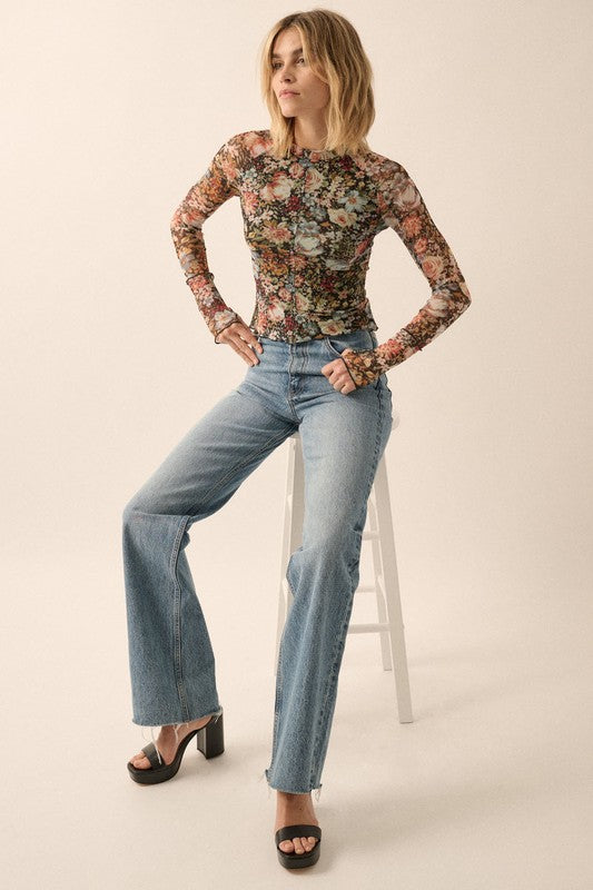 THE FLORAL MESH TOP