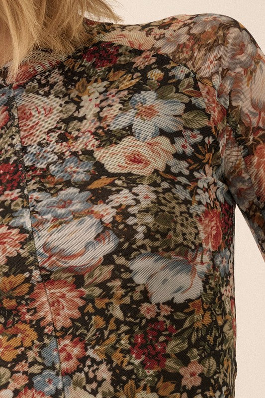 THE FLORAL MESH TOP