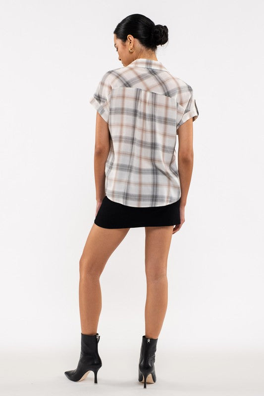 PLAID WOVEN TOP