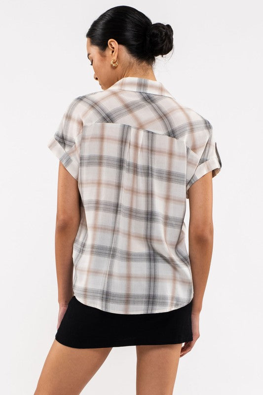 PLAID WOVEN TOP