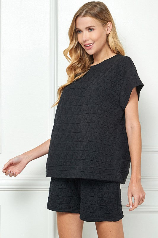 QUILTED SHORT SLEEVE TOP - NEW RESTOCK - CURVY