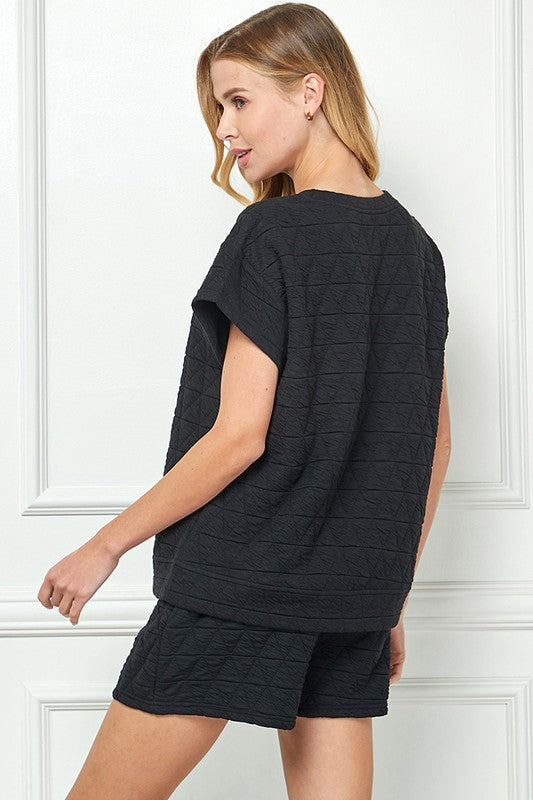 QUILTED SHORT SLEEVE TOP - NEW RESTOCK - CURVY