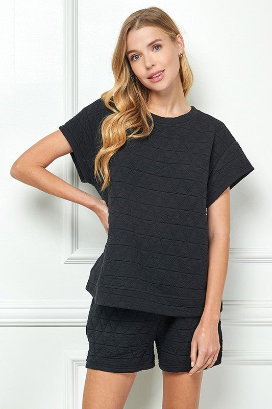 QUILTED SHORT SLEEVE TOP - NEW RESTOCK - CURVY