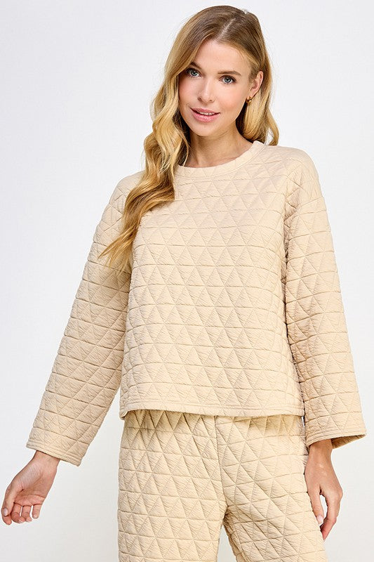 QUILTED LONG SLEEVE TOP