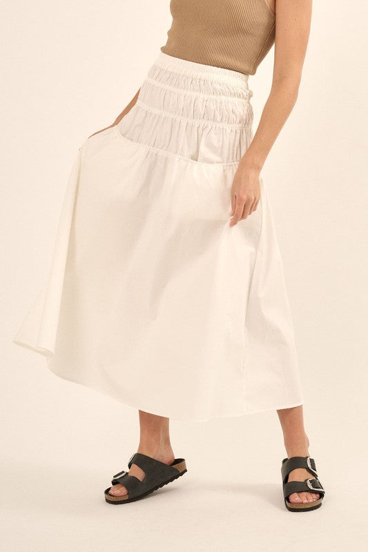 SOLID TIER WAIST MAXI SKIRT