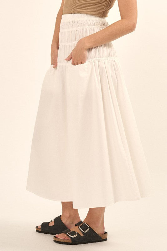 SOLID TIER WAIST MAXI SKIRT