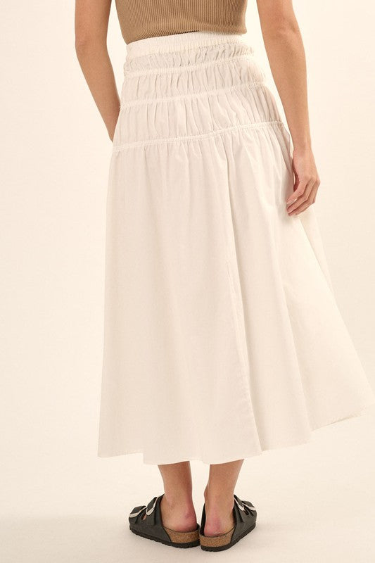 SOLID TIER WAIST MAXI SKIRT
