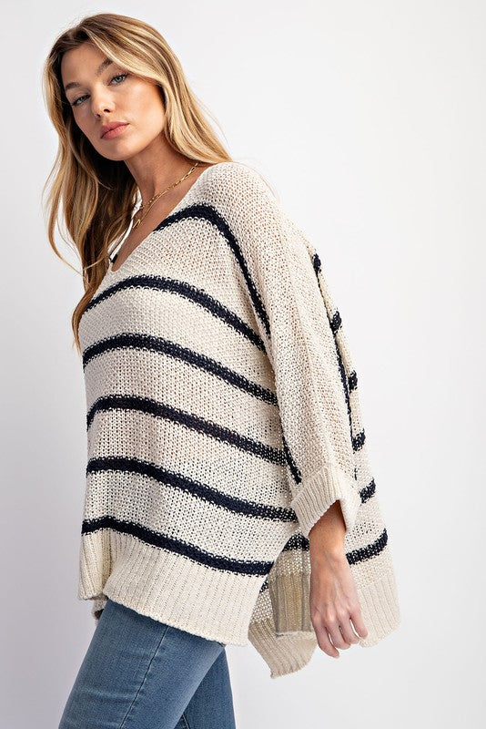 STRIPE PULLOVER SWEATER TOP