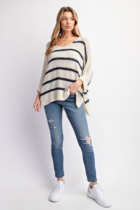 STRIPE PULLOVER SWEATER TOP