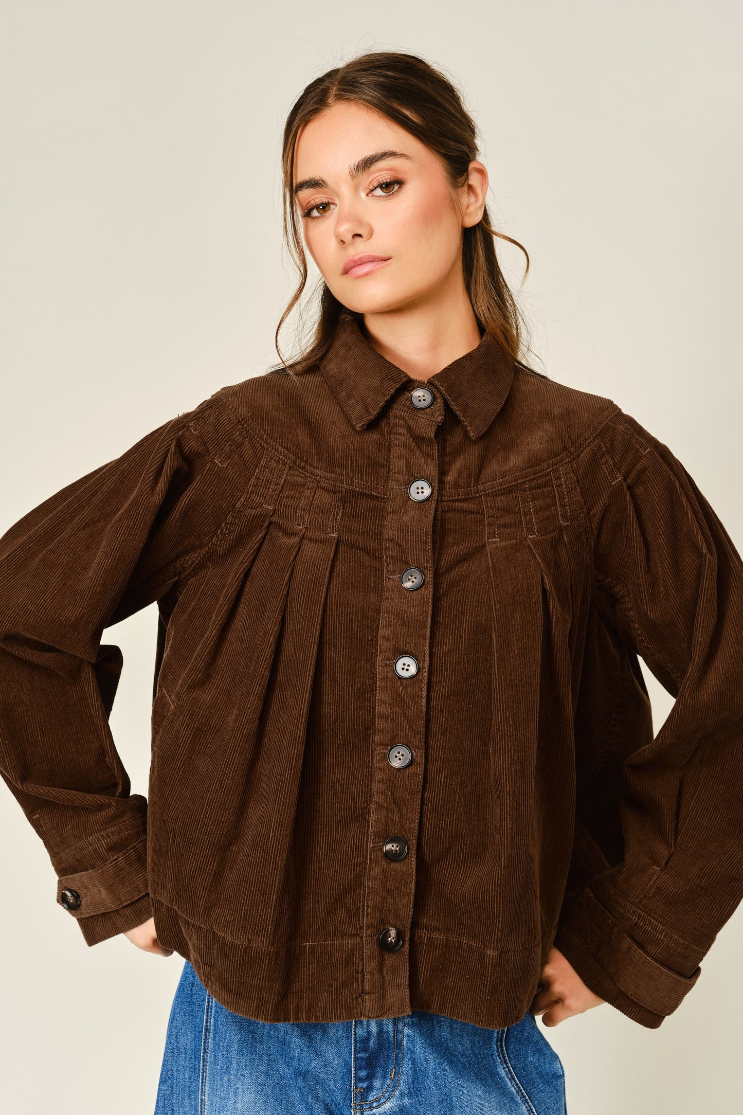 CORDUROY COTTON PLEATED JACKET