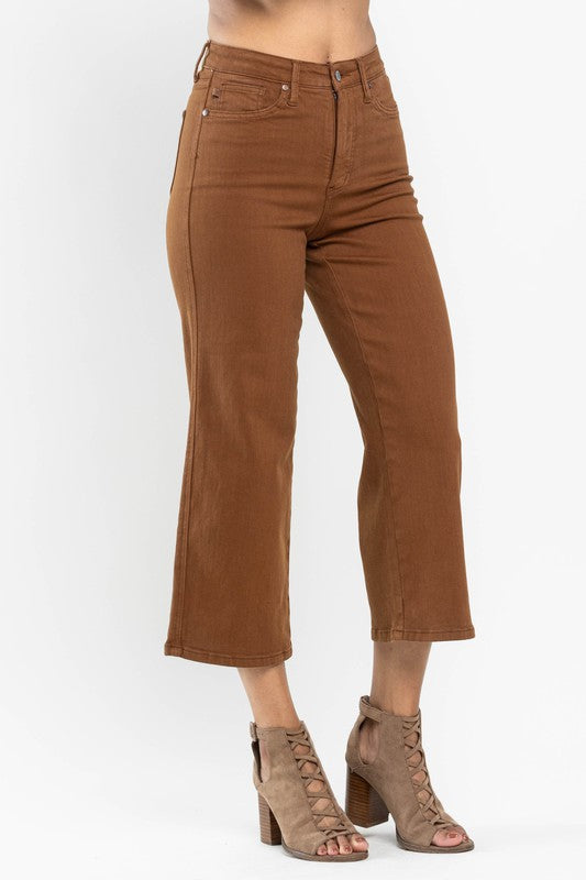 JUDY BLUE WIDE CROP JEANS