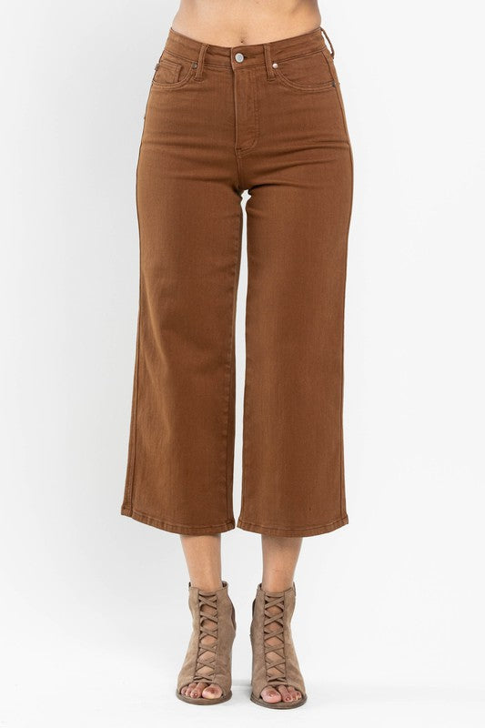JUDY BLUE WIDE CROP JEANS