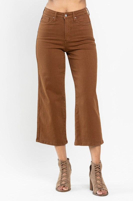 JUDY BLUE WIDE CROP JEANS