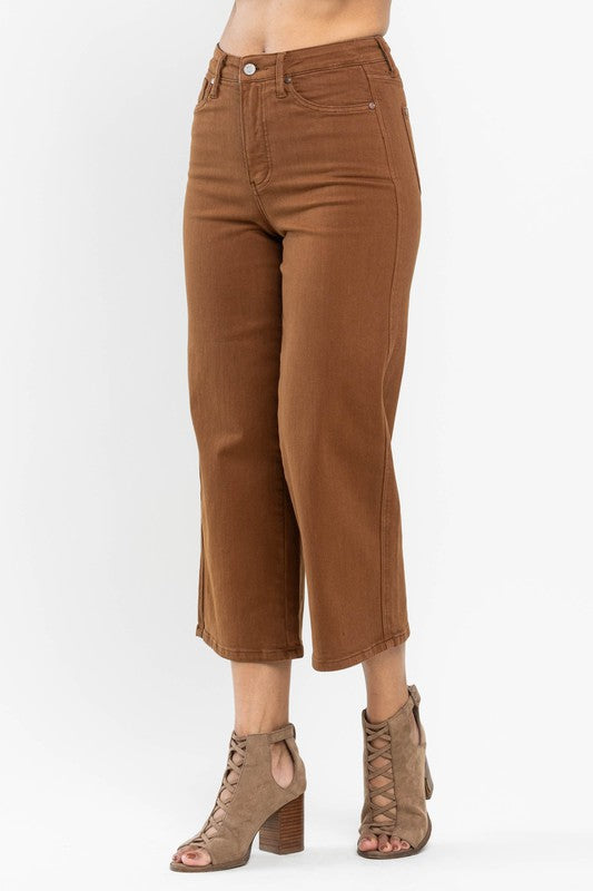 JUDY BLUE WIDE CROP JEANS