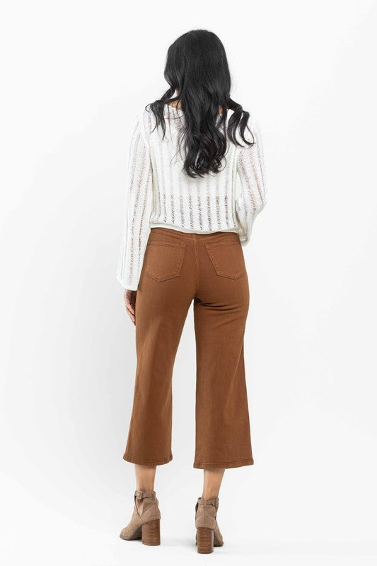 JUDY BLUE WIDE CROP JEANS
