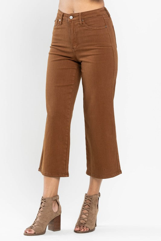 JUDY BLUE WIDE CROP JEANS