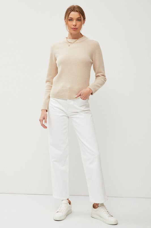 COZY CREW NECK SWEATER - BEIGE