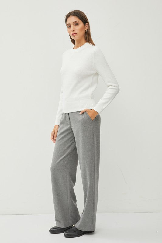 COZY CREW NECK SWEATER - WHITE