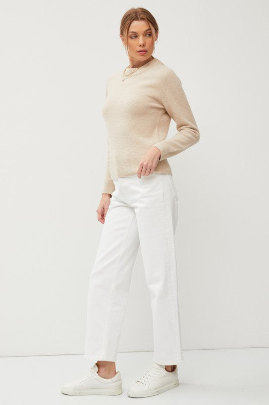 COZY CREW NECK SWEATER - BEIGE