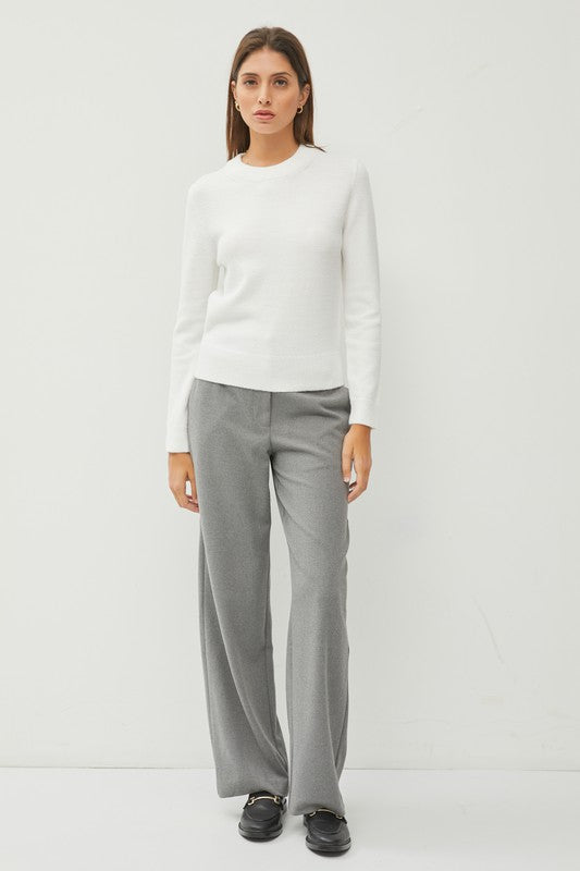 COZY CREW NECK SWEATER - WHITE