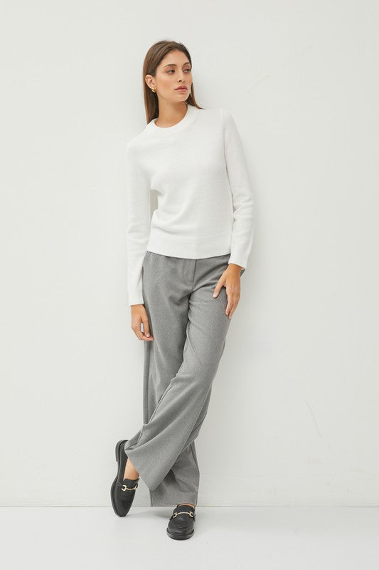 COZY CREW NECK SWEATER - WHITE