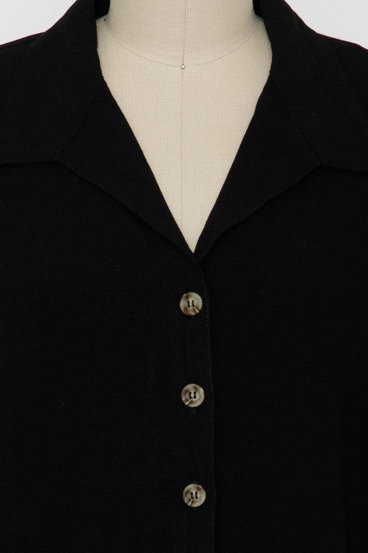 LINEN COLLARED BUTTON DOWN TOP | NEW COLOR