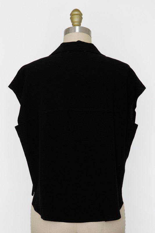 LINEN COLLARED BUTTON DOWN TOP | NEW COLOR