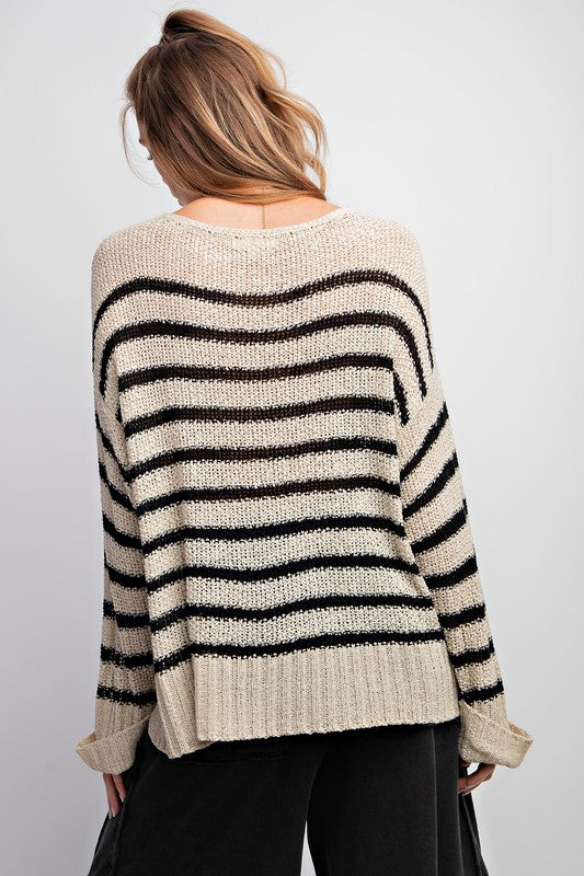 STRIPED KNITTED SWEATER TOP