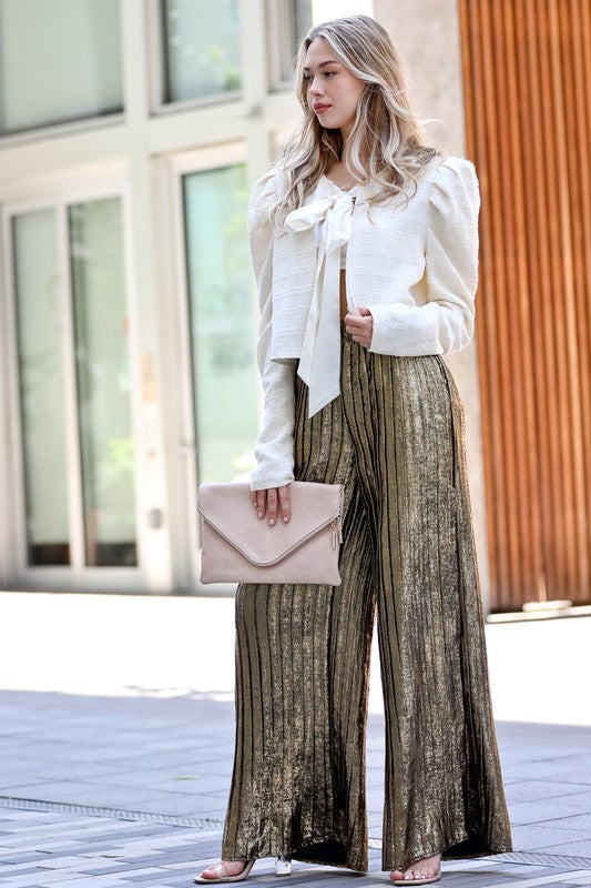 GOLD PLEATED PANTS