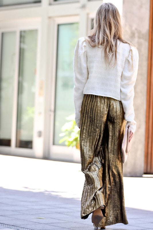 GOLD PLEATED PANTS