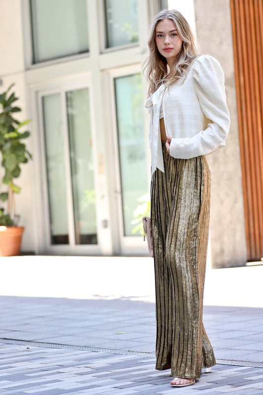 GOLD PLEATED PANTS