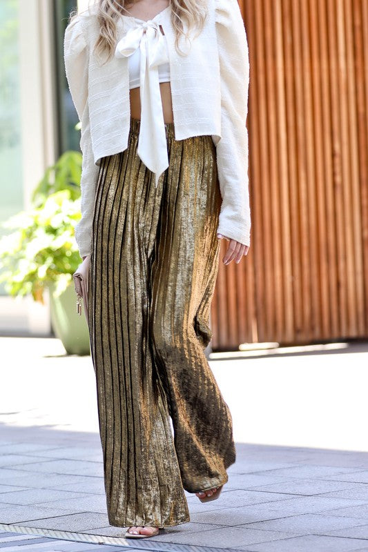 GOLD PLEATED PANTS