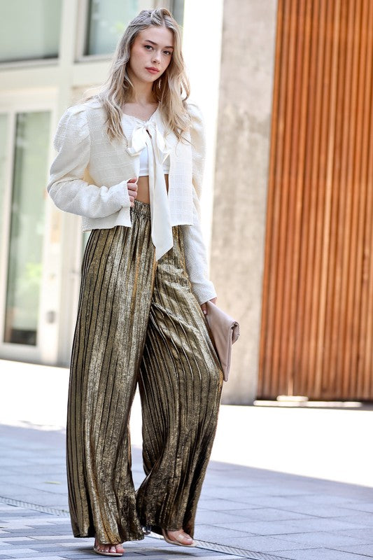 GOLD PLEATED PANTS