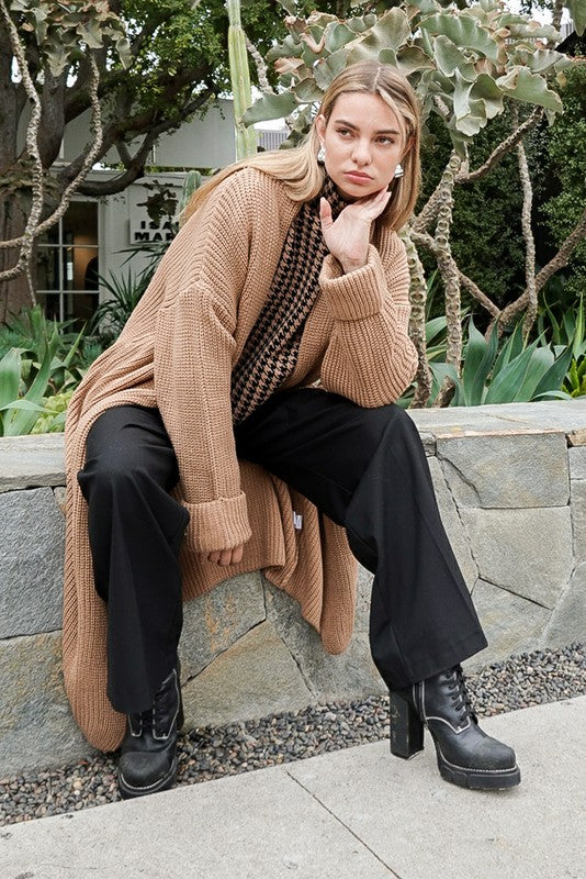 LONG SLOUCHY CARDIGAN WITH BELT