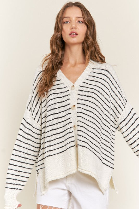 PREMIUM LINE |  BUTTON DOWN STRIPED CARDIGANS