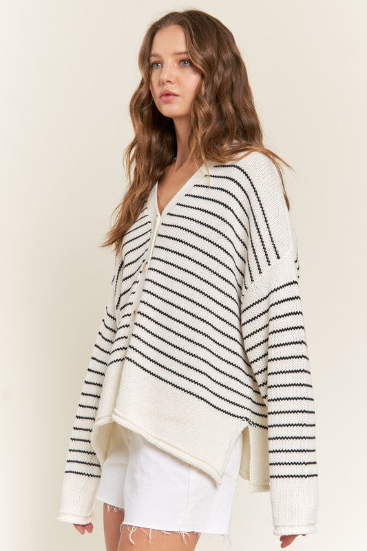 PREMIUM LINE |  BUTTON DOWN STRIPED CARDIGANS